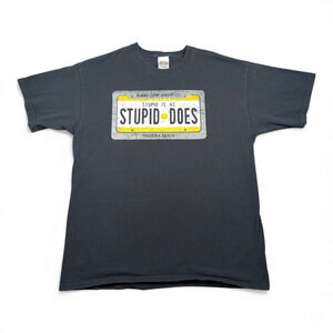 Vintage Bubba Gump Shrimp Shirt Adult LARGE Black Madeira Beach Stupid Is Y2K